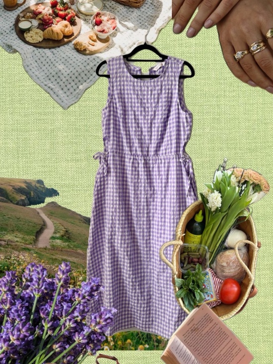Compania Fantastica Dresses & Skirts - Sleeveless Lavender Gingham Tie-Waist Midi Dress 🧺🫧